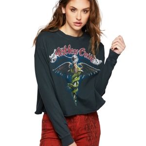 MOTLEY CRUE CROPPED LONG SLEEVE BAND SHIRT BY DAYDREAMER LA. Medium
